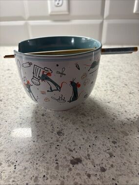 Disney Parks Ratatouille Ceramic Ramen Bowl with Chopsticks